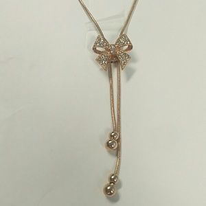 Lariat gold pave necklace